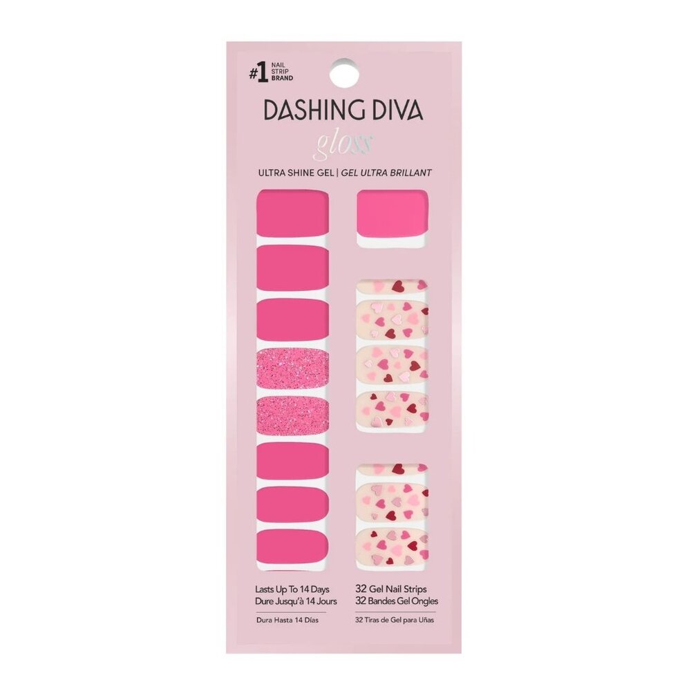 Dashing Diva Gloss, Gel Nail Polish Strips, Love on the Brain, Includes 32 strip